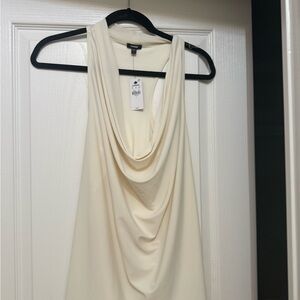 Express Cream Backless Draped Dress